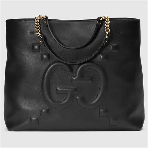 gucci gg rubber tote bag|Gucci embossed leather tote bag.